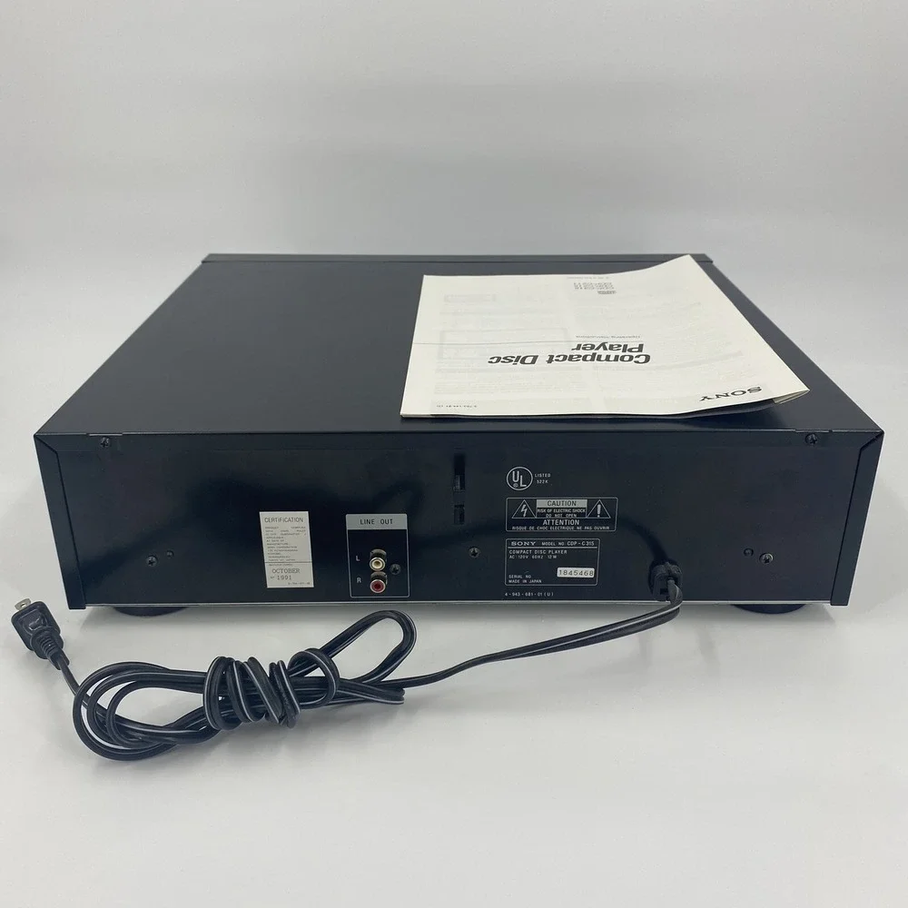 Sony 5 Disk Cd Changer CDP-C315 Operating Instructions For Parts Only
